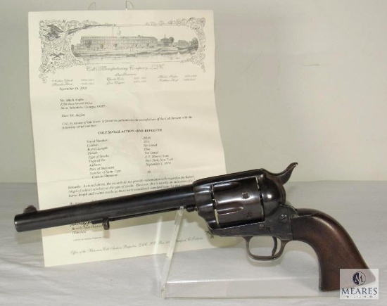 RARE 1876 Colt SAA Single Action Army Revolver .45 LC Revolver with Colt Archive Letter