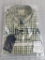 New Beretta men's Drip Dry Shirt Green & Light Beige Check Plaid Size XL XLarge