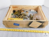 Wood Ammo Crate with Assorted Handgun & Rifle Ammo & Brass shells