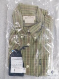 New Beretta men's Drip Dry Shirt Short Sleeve Green Check Plaid Size M Medium