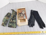 Lot Black Long Cuff Gloves & Camo Gun Chaps