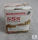 555 rounds Winchester 22 long rifle ammo. 36 grain hollow point copper plated