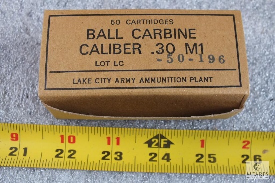 50 rounds- .30 Carbine ammo- M1 Military FMJ ammo Hard to find.