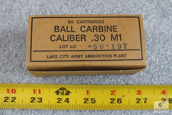 50 rounds - .30 Carbine ammo- M1 Military FMJ ammo Hard to find.