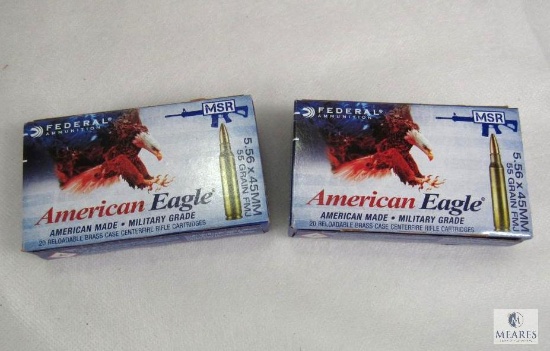 40 Rounds Federal American Eagle 5.56x45mm 55 Grain FMJ Military Grade Ammo