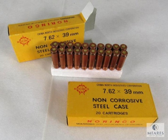 40 Rounds Norinco 7.62x39mm Non Corrosive Steel Case Ammo