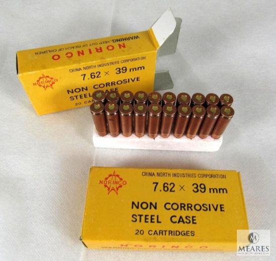 40 Rounds Norinco 7.62x39mm Non Corrosive Steel Case Ammo