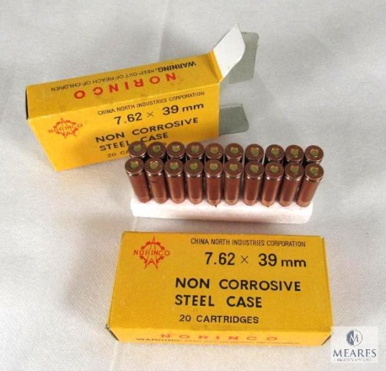 40 Rounds Norinco 7.62x39mm Non Corrosive Steel Case Ammo