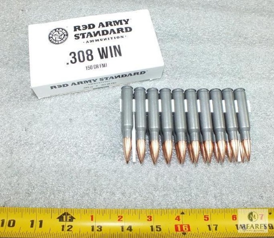 20 rounds- 308 Winchester ammo- 150 grain FMJ