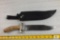 Bone handle Bowie knife with leather sheath - 9-inch blade
