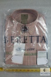 NEW - Beretta Classic BD Drip Dry Shirt - Beige & Red Check - Size M