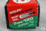 Box of 7mm Nosler Solid Base Boat Tail bullets
