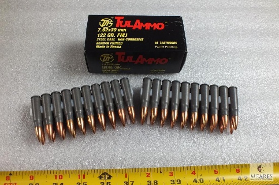 40 Rounds Tulammo 7.62x39 Ammo 122 Grain FMJ