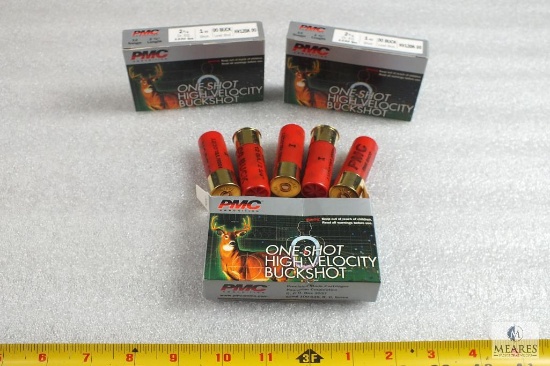 15 Rounds PMC 12 Gauge Buckshot 00 9 Pellet Shotgun Shells (3 boxes, 5 rounds each)