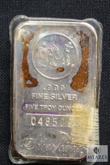 Silver Towne - Five Troy ounce ingot - .999 fine silver