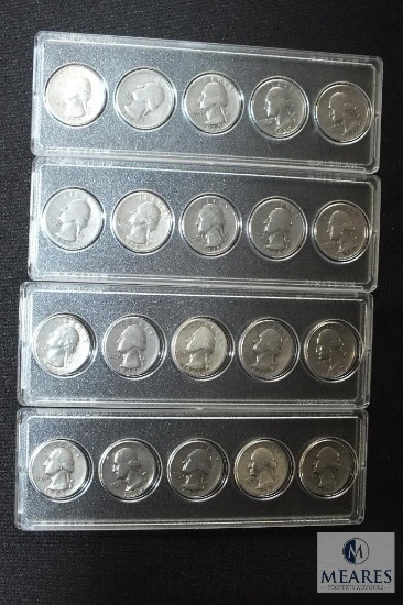 Lot of 20: mixed silver Washington quarters