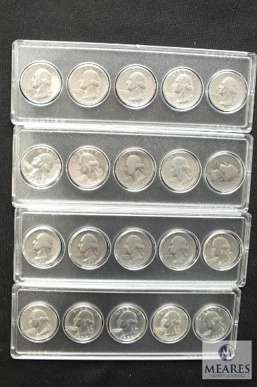 Lot of 20: mixed silver Washington quarters