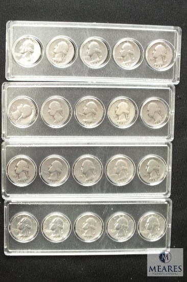 Lot of 20: mixed silver Washington quarters