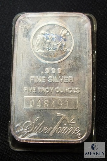 Silver Towne - Five Troy ounce ingot - .999 fine silver