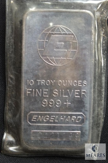 Engelhard 10-troy ounce silver ingot - .999 fine silver