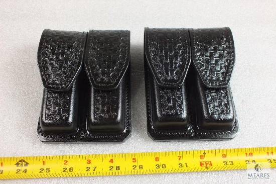 2 new Hunter leather double magazine pouches fits double stacked mags like Glock, Beretta,Ruger