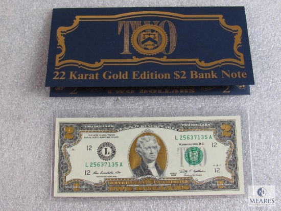 UNC US 22-karat Gold Edition $2 Bank Note