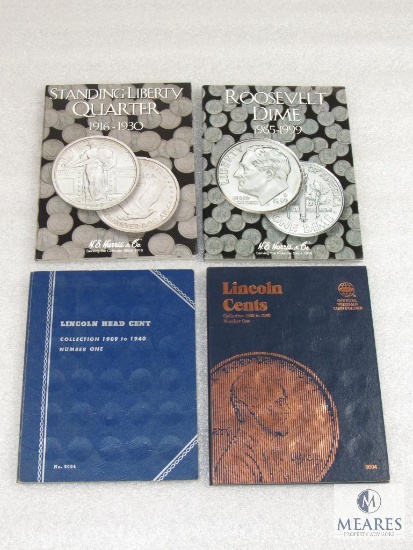 Four empty coin folders