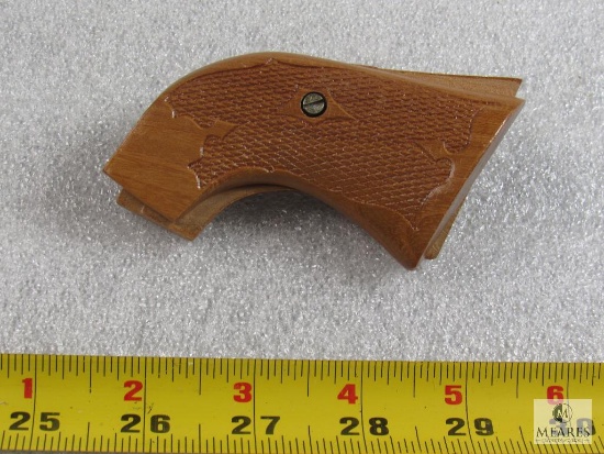 Checkered Wood Grips for Revolver - possibly for Ruger Single Six or similar