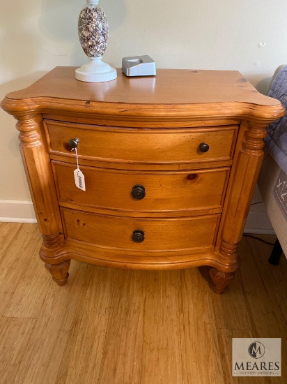 Three-Drawer Honey Pine Nightstand