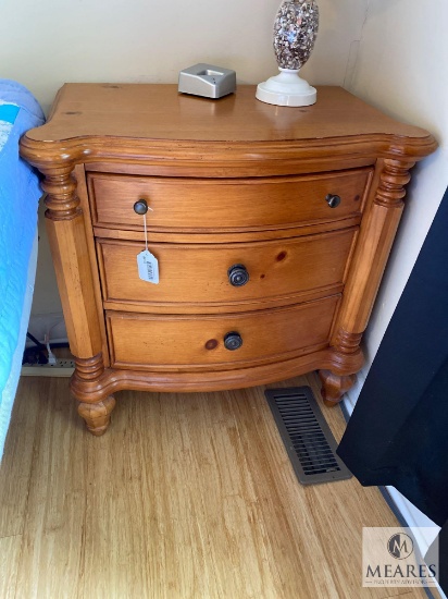 Three-Drawer Honey Pine Nightstand