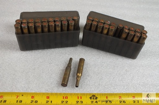 40 Rounds .308 WIN Ammo Red Possibly Tracer Rounds with Midway Plastic Containers
