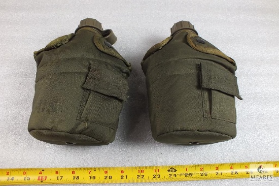 Lot of 2 Military Canteens with Nylon Covers