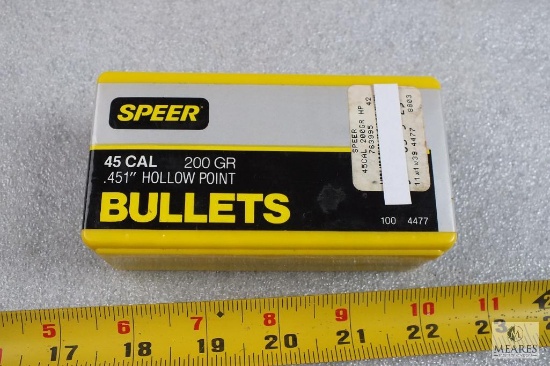 100 Speer .45 CAliber 200 Grain .451" Hollow Point Bullets