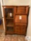 Tiger Oak Secretary Bookcase with Bow Front Glass Door