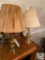 Group of Three Brass Lamps with Shades