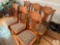 Set of Six Matching Straight Back Chairs with Upholstered Seats