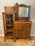 Tiger Oak Side by Side China Buffet with Bow Front Glass