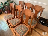 Set of Six Matching Straight Back Chairs with Upholstered Seats