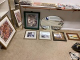 Mixed Lot of Framed Art Pieces with Two Mirrors