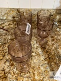 Six Pieces of Purple Fostoria Water and Tea Glasses