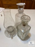 Two Decanters with Clear Glass Candle Lamp