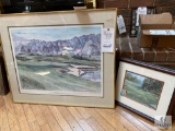 Lot of Two Framed and Matted Golf Prints Under Glass