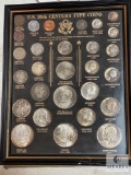Framed US 20th Century-Type Coins Includes Silver and Clad Coins