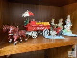 Cast Coca-Cola Wagons and Bisque Figurines