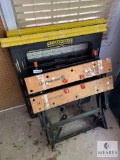 Two Sawhorses and Black & Decker Workmate Plus