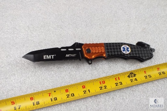 New EMT Tactical Folder Knife with Glass Breaker, Seat Belt Cutter & Belt Clip