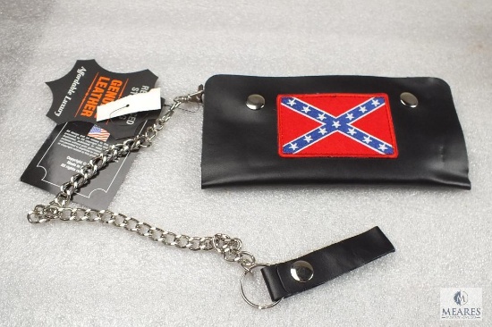 New Leather Confederate Pride Trucker Style Wallet with Chain