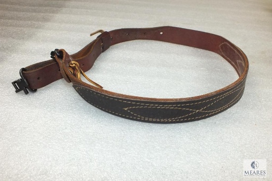 Leather Stitched Pattern Rifle Sling with Swivels