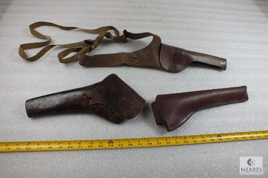 Three vintage antique leather holsters