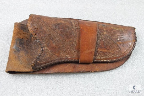 Antique hand carved leather holster fits 5.5" single action army revolver